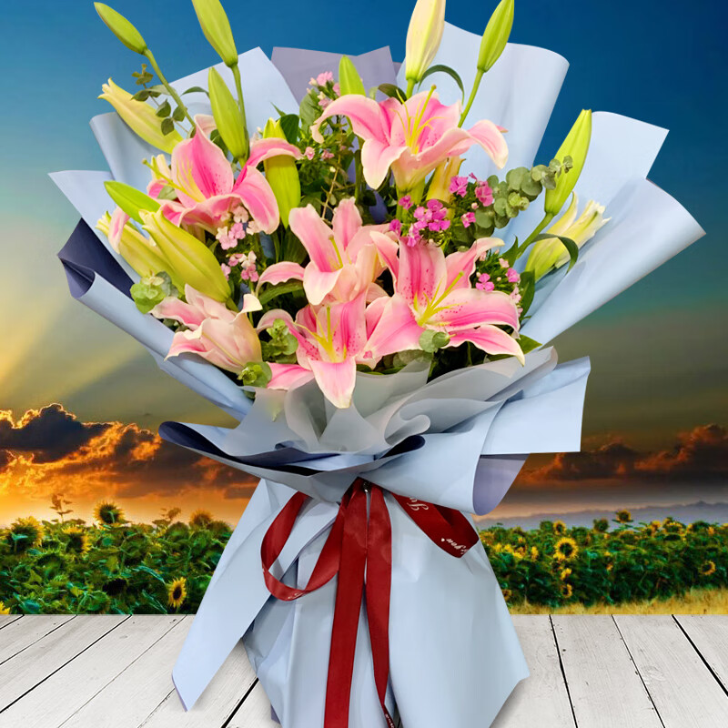 成都同城合肥石家庄太原鲜花速递百合花束