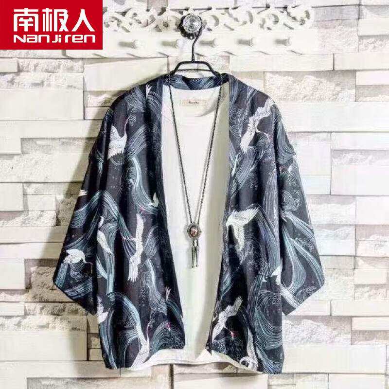 南极人夏季三件套道袍男士中国风套装潮流汉服夏天唐装古风衣服古装男装 01黑色+内搭 L 110-120斤左右高性价比高么？