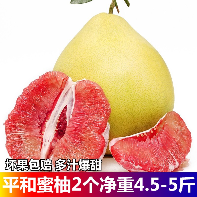 福建琯溪特级红心柚子蜜柚 红肉白肉柚子 新鲜水果礼盒送礼 2个装红肉柚 4.5-5斤