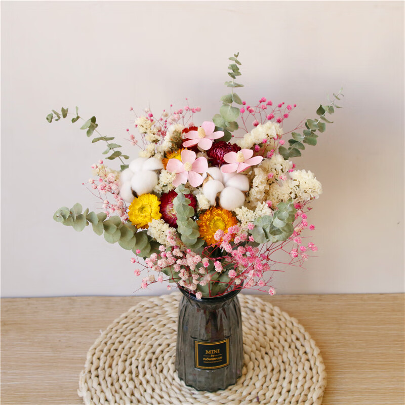 干花插花永生满天星勿忘我雏菊花束花卉云南干花基地直发居家花艺 粉