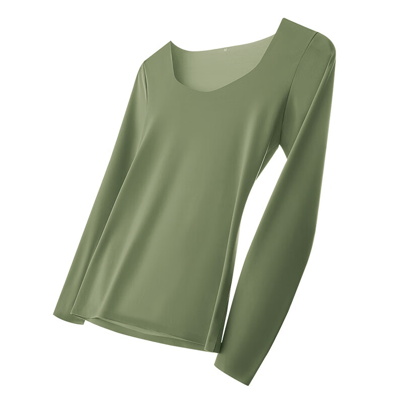 佧森滋保暖内衣女带胸垫薄款秋衣无痕肌底衣秋冬季打底衫上衣外穿保暖衣 黑色(带罩杯) XL-2XL【120-145斤】