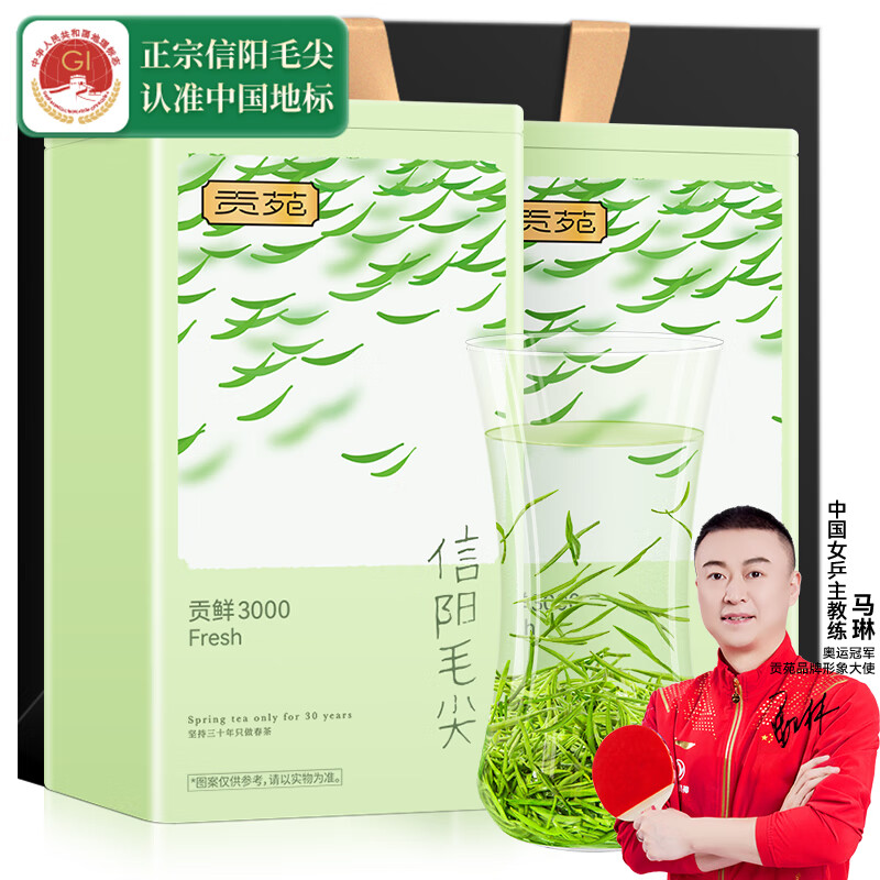 贡苑绿茶信阳毛尖茶叶 贡鲜特级250g新茶明前春茶嫩芽散装自己喝