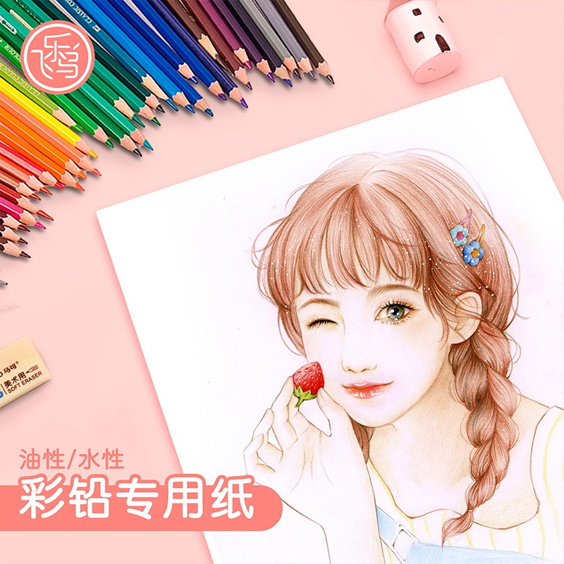 飞乐鸟48/32/16/8/4k专业绘画用速写油性/水溶彩铅画纸240g 300g细纹