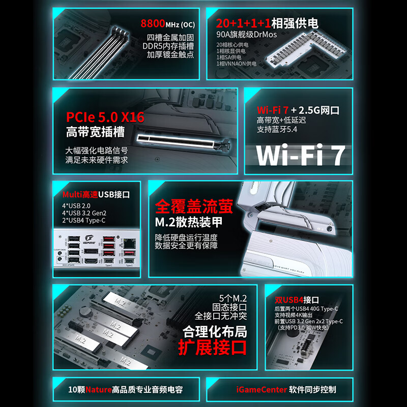 七彩虹（Colorful）新品iGame Z890 B860主板台式机电脑游戏CVN DDR5主板支持285K/265K/225F CPU iGame Z890 FLOW