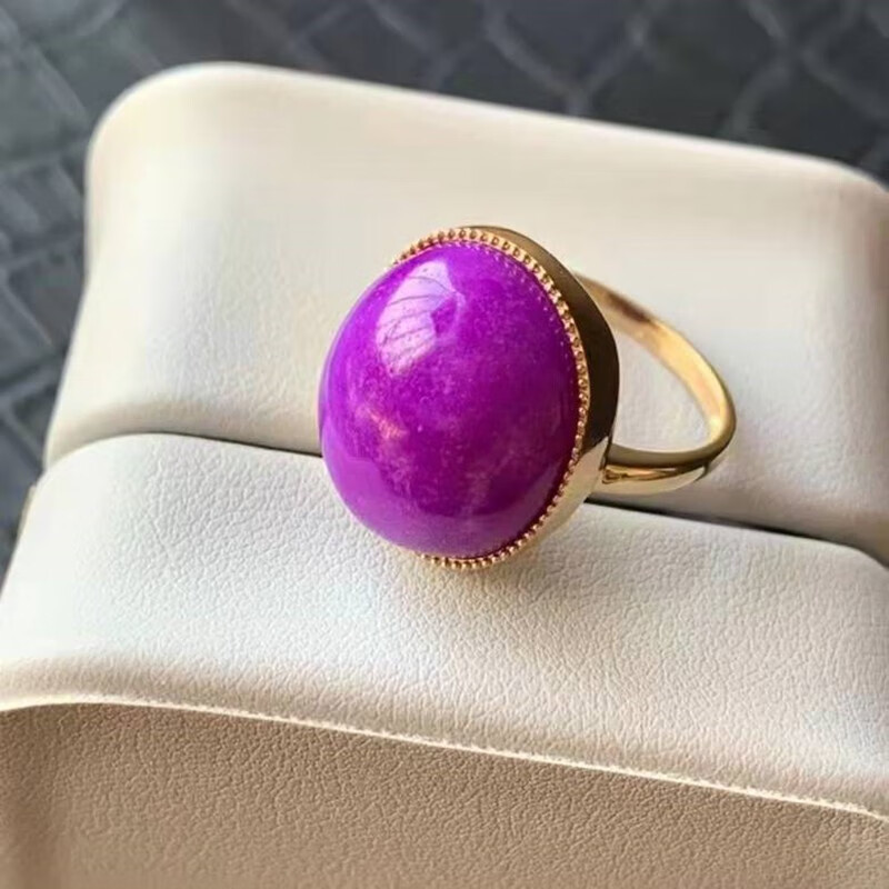 寻然南非苏纪石宝石老矿粉樱花舒俱来戒指18k镶嵌,光泽油润奢华大气