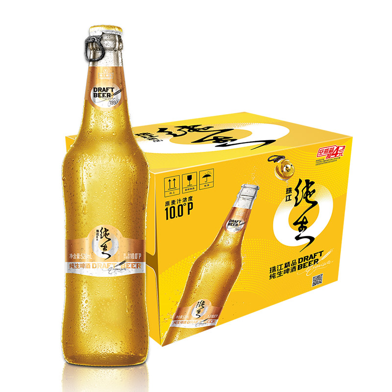 珠江啤酒(pearl river)10度 珠江精品纯生啤酒 528ml*12瓶 整箱装