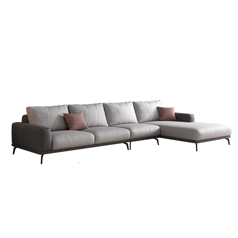 A家 沙发 科技布沙发乳胶高回弹海绵客厅沙发意式极简转角沙发家用三人位家具 B1206 海绵款(暮光橙) 三+左贵妃位(约2.5米)