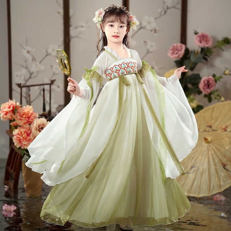 屏山人超仙汉服女童中国风唐装襦裙2023新款儿童古风小女孩古筝演出