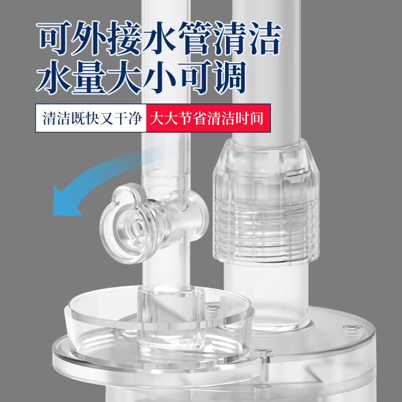 栗多鱼鱼缸换水神器洗沙器电动吸鱼粪吸便器清洁清理吸污抽冲一体抽水泵 40W 透明款