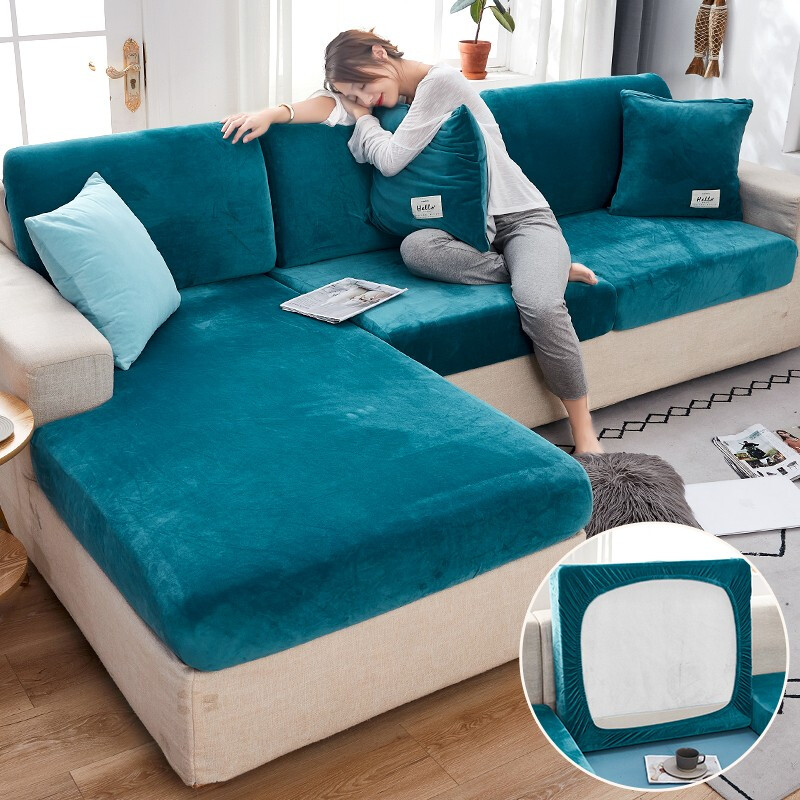 木儿家居 沙发套全包罩弹力沙发套罩简约沙发笠 y冬眠-湖蓝色 单人/宽
