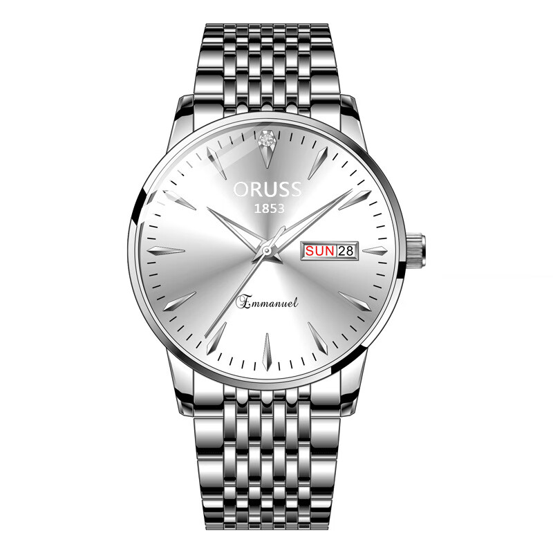oruss商务防水自动机芯表男士手表韩版简约夜光双日历男士表自动机械