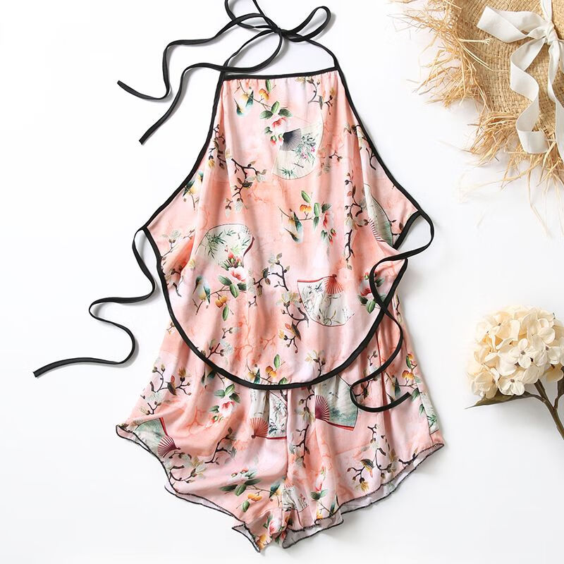 兜兜成年人女大码胖mm新款碎花冰丝肚兜睡衣套装300斤露背性感成人