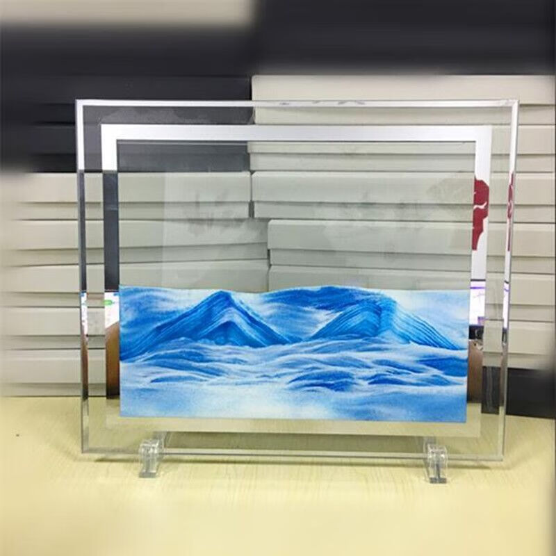 雏苞家居装饰品沙漏创意微景观流沙画礼物办公室客厅3D沙漏摆件 10英寸海蓝