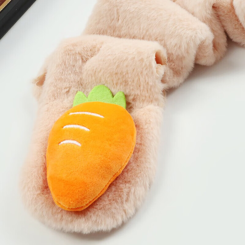 达芬奇密码 圣诞儿童圣诞动物卡通围脖礼物冬季仿獭兔毛绒百搭秋冬天围巾 胡萝卜 裸色 70cm*10cm