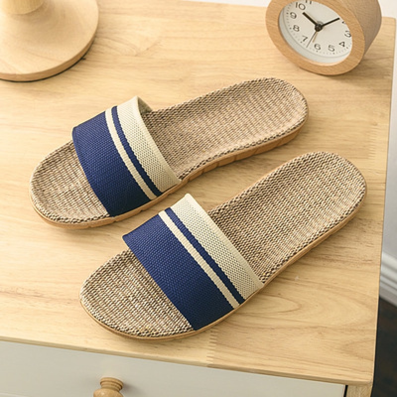 脚丫子穿的麻鞋男士大码室内室外男潮拖鞋亚 宝蓝白 40-41码(鞋长27cm