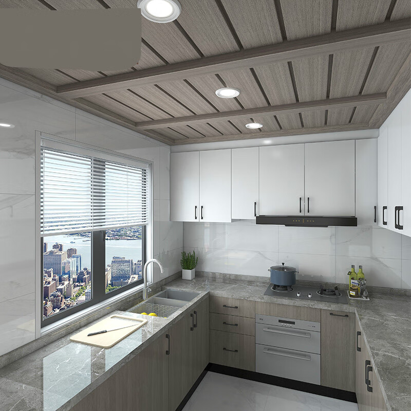 哩也波哩也吊顶铝扣板厨房卫生间阳台餐客厅美式木纹长条板 金丝梨木