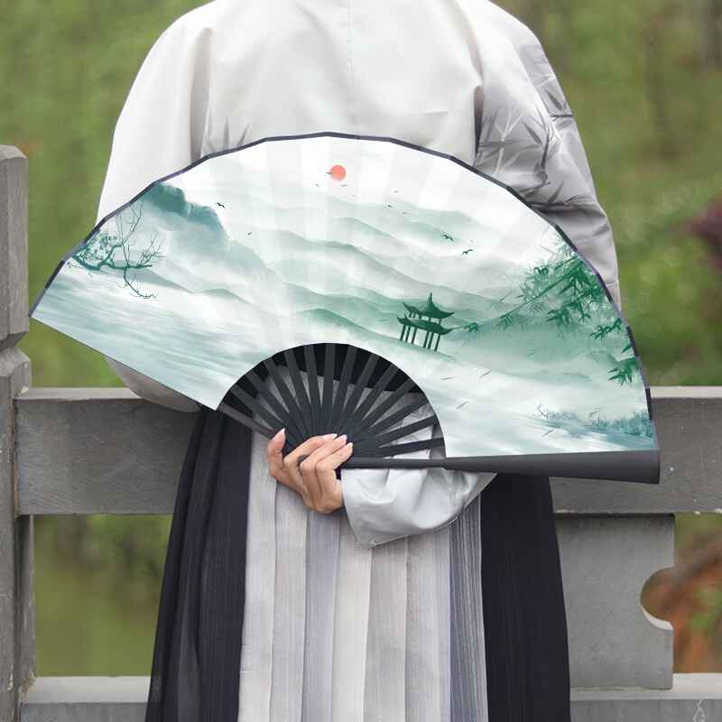 宋昂古风折叠扇子中国风汉服随身便携男折扇扇绢布古典扇古装舞蹈扇