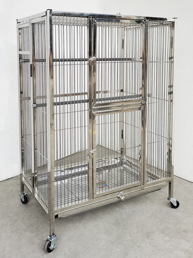 笼趣不锈钢鸟笼子实心钢丝折叠鹦鹉笼玄凤画眉八哥加密大空间笼子 长7