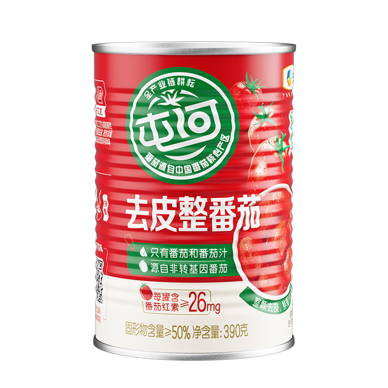 屯河 去皮整番茄390g 中粮出品0添加剂番茄罐头西红柿块番茄丁