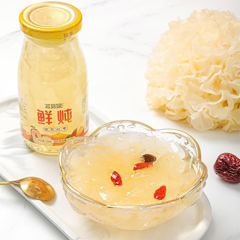 耳菇娘 鲜炖银耳200g*6瓶 速食即食罐头瓶装银耳羹代餐饮料 银耳红枣