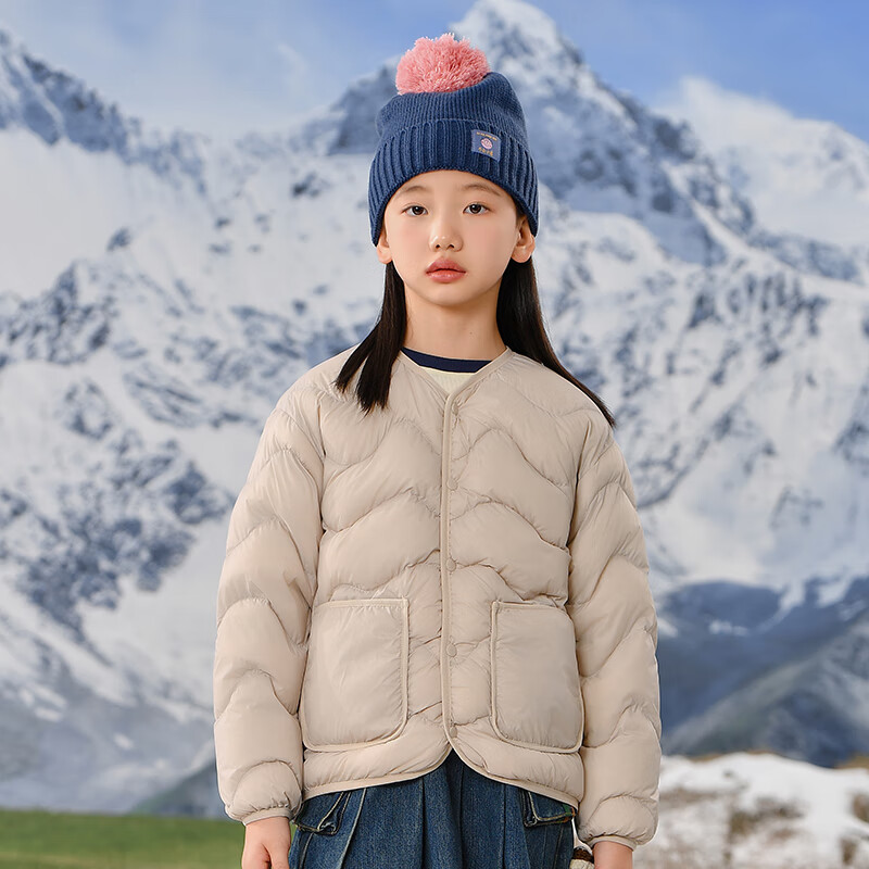 雅鹿雅鹿儿童轻薄羽绒服2024男女童冬季新款宽松洋气中大童内胆外套潮 云米杏 轻暖0重感 110cm 充绒量33g