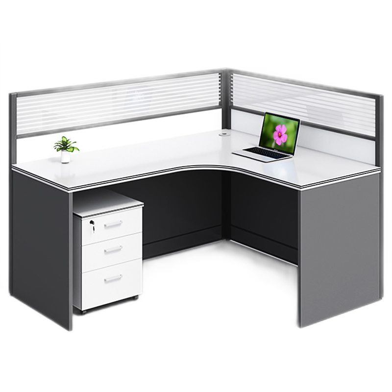 龙案 办公桌椅组合办公室职员4人位工位员工隔断屏风2人位简约现代卡座 一字型单人位【含柜】