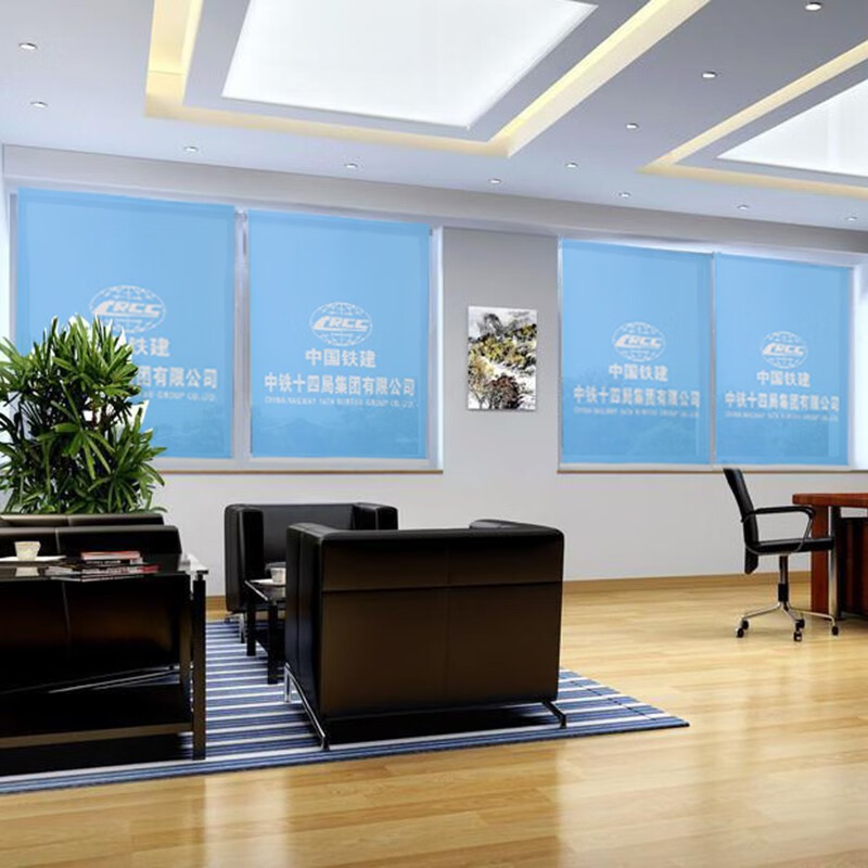 馨菲羽卷帘定制广告logo公司办公室工程遮阳防水电动免打孔手拉式卷