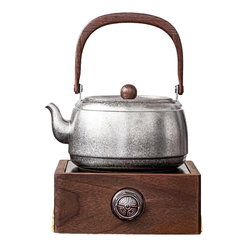 唐豐純鈦提梁壺電陶爐煮茶器套裝家用高檔煮茶壺?zé)疇t泡茶專用大容量 金山方悅爐+鈦禾圓珠壺(冰川銀)