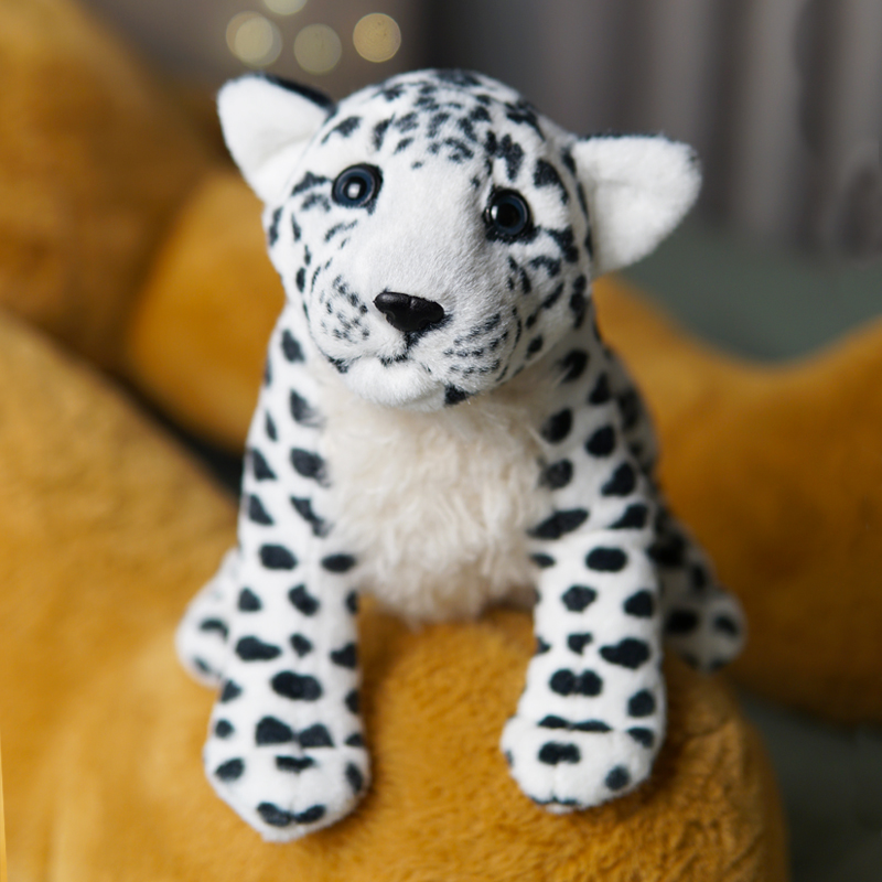 卜噜兔蹲姿小老虎狮子豹子仿真毛绒玩具抱枕动物公仔玩偶猛兽大号娃娃礼物小白豹30厘米 虎窝购