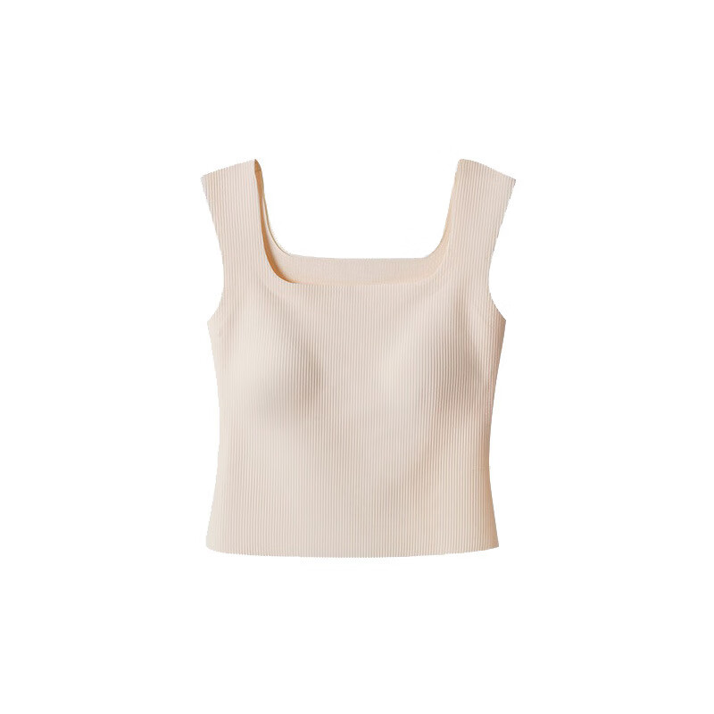 佧森滋带胸垫背心收副乳无痕内衣运动背心夏季方领外穿打底宽带背文胸 贝壳白 M(90-110斤)