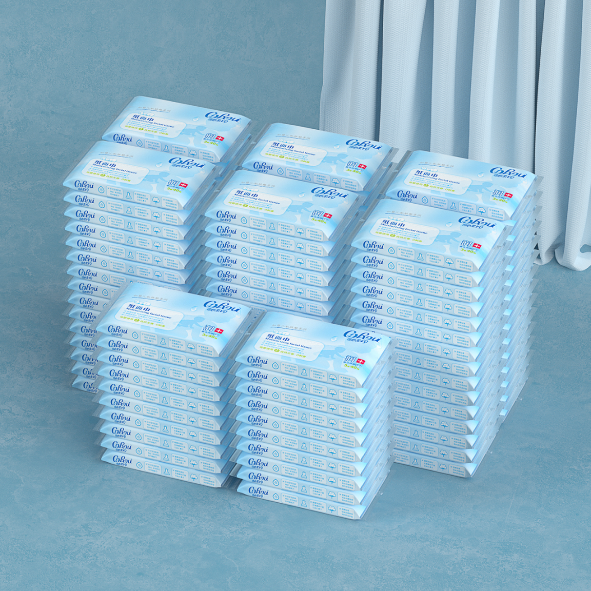 可心柔（COROU）V9婴儿柔润保湿纸巾乳霜纸云柔巾40抽100包宝宝家用抽纸