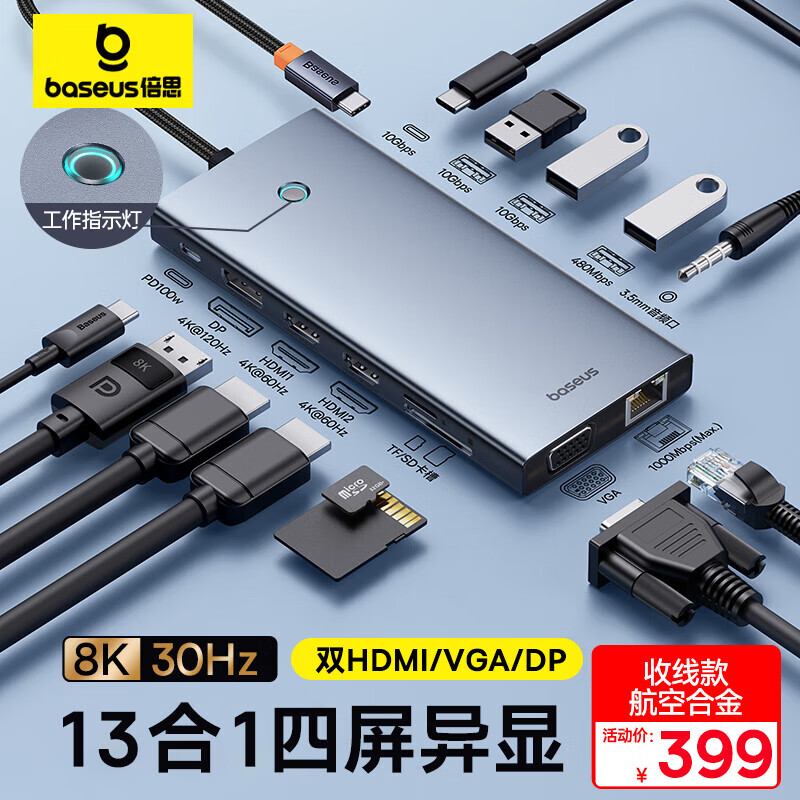 ��˼��չ��Type-C��չ������ ˫HDMI/DP/VGA�������Է���ת����8K30Hzͨ���׵�4ƻ���ʼǱ����Գ���