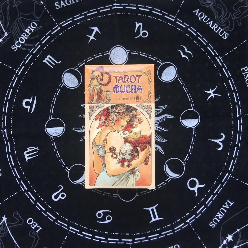 吾诺mucha tarot 穆夏塔罗牌 英文定制卡牌配桌布牌袋中英文翻译 穆夏