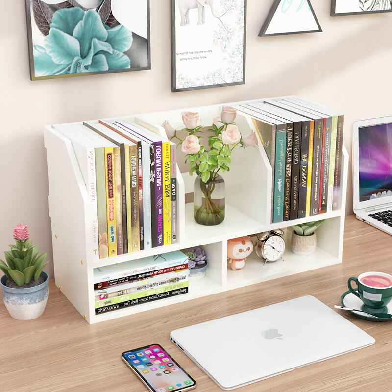 屹曼尚冉简易书柜实木小桌面置物架铁艺学生用书架办公室简易小型收纳