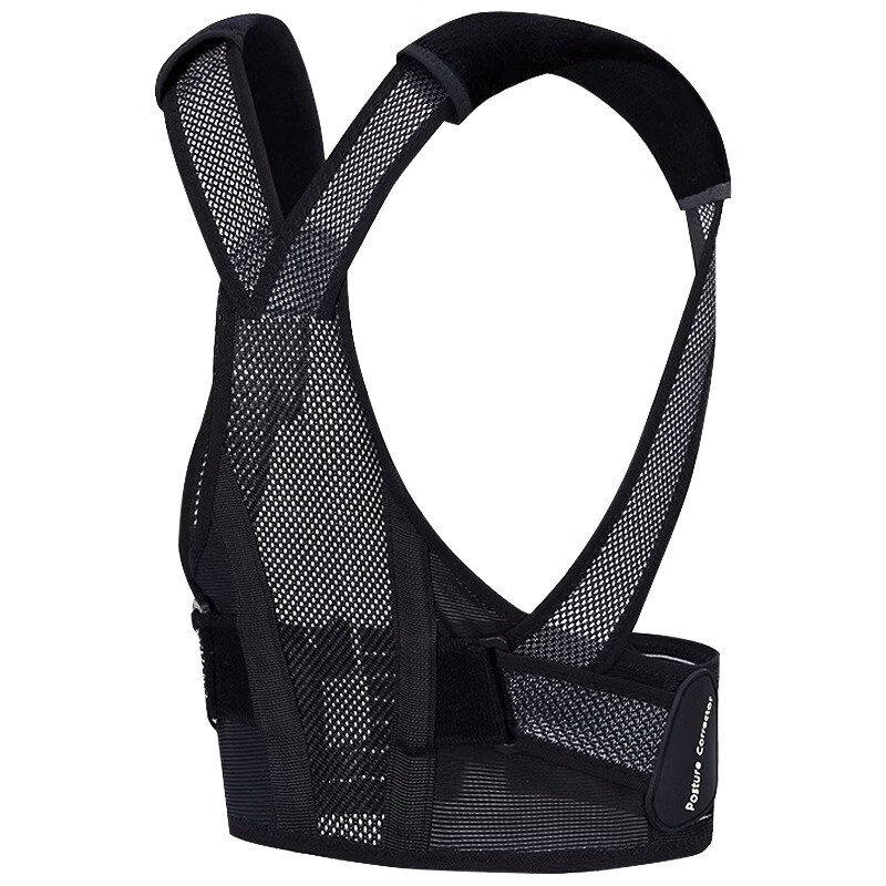 日本CUYPAS进口儿童驼背矫正带学生青少年高低肩膀脊柱侧弯小孩挺胸防驼背背部护腰矫姿带开肩开背神器 【黑色】透气面料挺拔姿态快乐成长 S