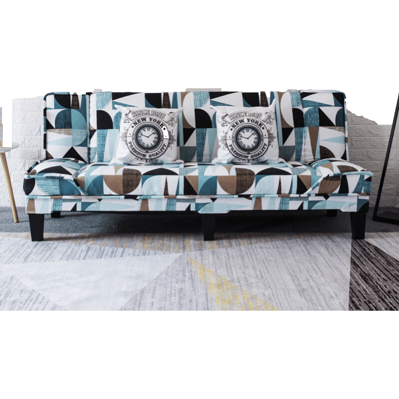 禧龙盛 沙发小户型现代简约可折叠床两用客厅简易布艺沙发床出租房服装店休息区沙发 小清新 1.5米长+双抱枕