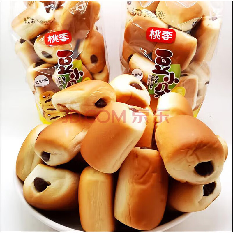 桃李红豆沙馅豆小朵面包240g/袋夹心面包代餐饱腹休闲食品营养早餐