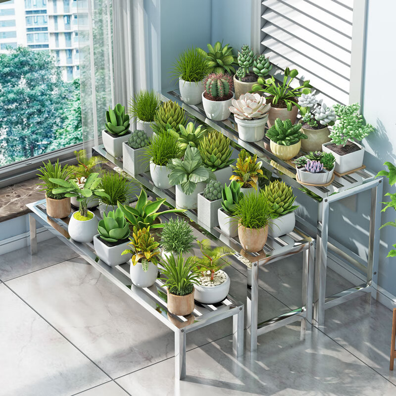 uosu不锈钢花架阶梯式组合阳台多肉专用多层架加宽户外植物摆放花盆架