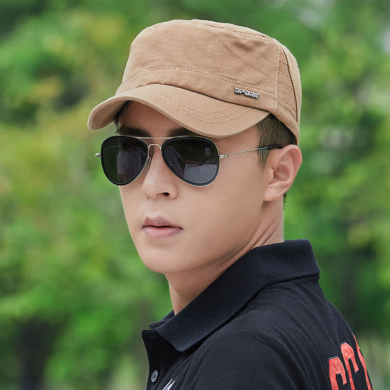 mhmr男帽子 四季通用 显年轻帽子男士春秋遮阳平顶帽防晒爸爸短檐布帽