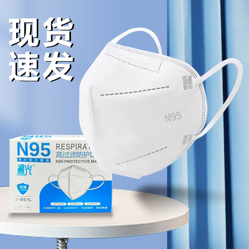 iChoice【现货速发】N95口罩一次性独立包装工业防尘五层成人防护 50只/盒