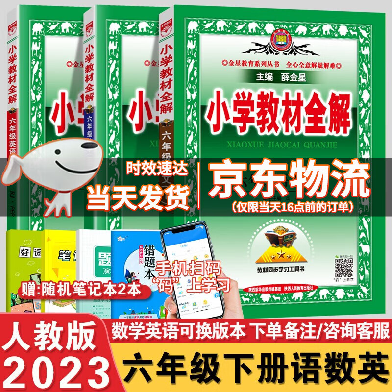 2023春小学教材全解六年级下册语文数学英语pep人教版教材全解全套3本 配人教版课本使用同步解析