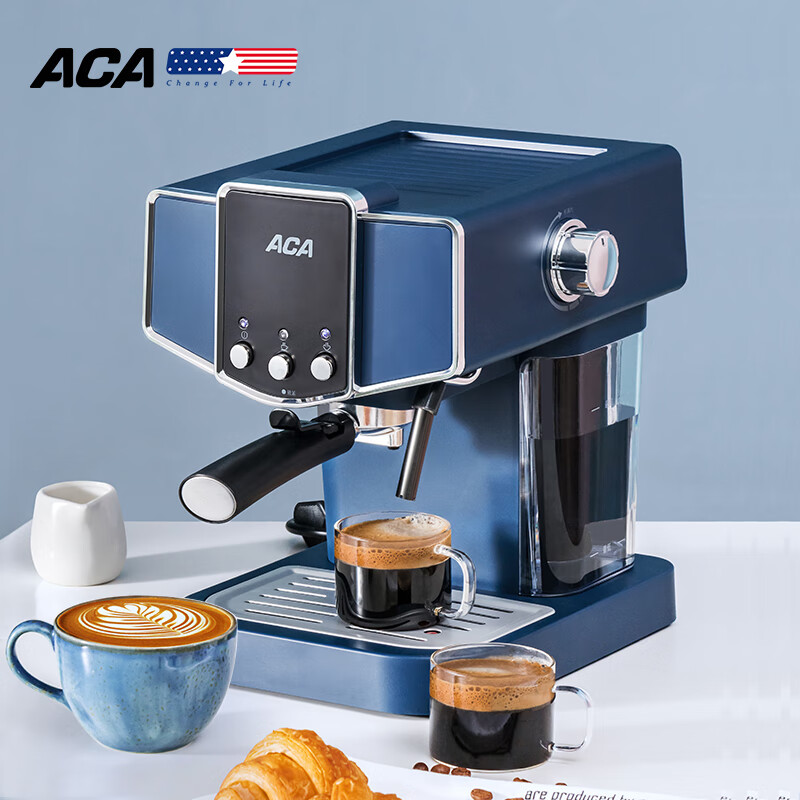 北美电器（ACA）咖啡机意式半自动家用预热商用办公室15bar电磁泵蒸汽打奶泡AC-EJ12C