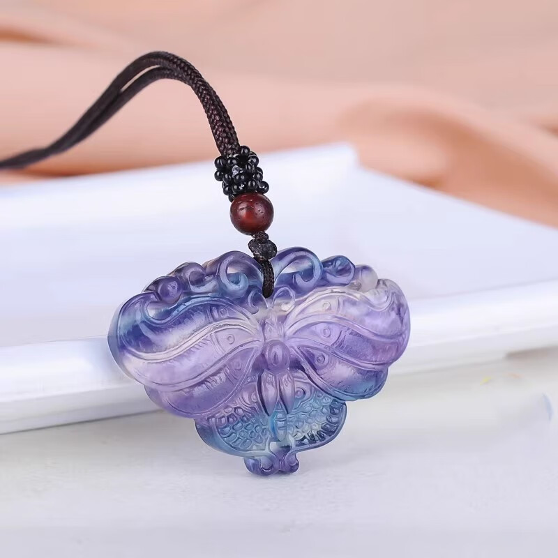 湦水饰阁黄萤石蝴蝶吊坠女款吊坠情侣项链挂坠diy饰品小挂件配饰附