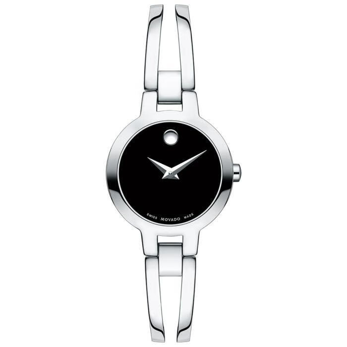 摩凡陀（Movado）女士手表瑞士石英小巧精致Amorosa不锈钢手镯奢侈品潮牌 Black ONE SIZE