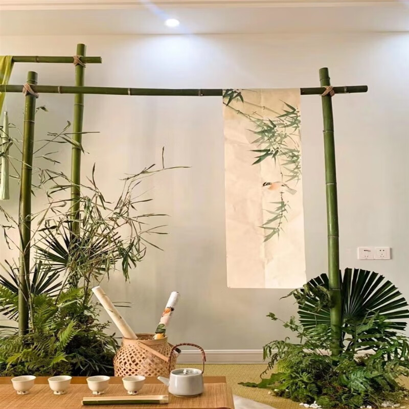 lzjv竹子杆婚宴竹架子装饰黄竹筒竿迎宾展框支杆架中式庆周岁礼道具猜