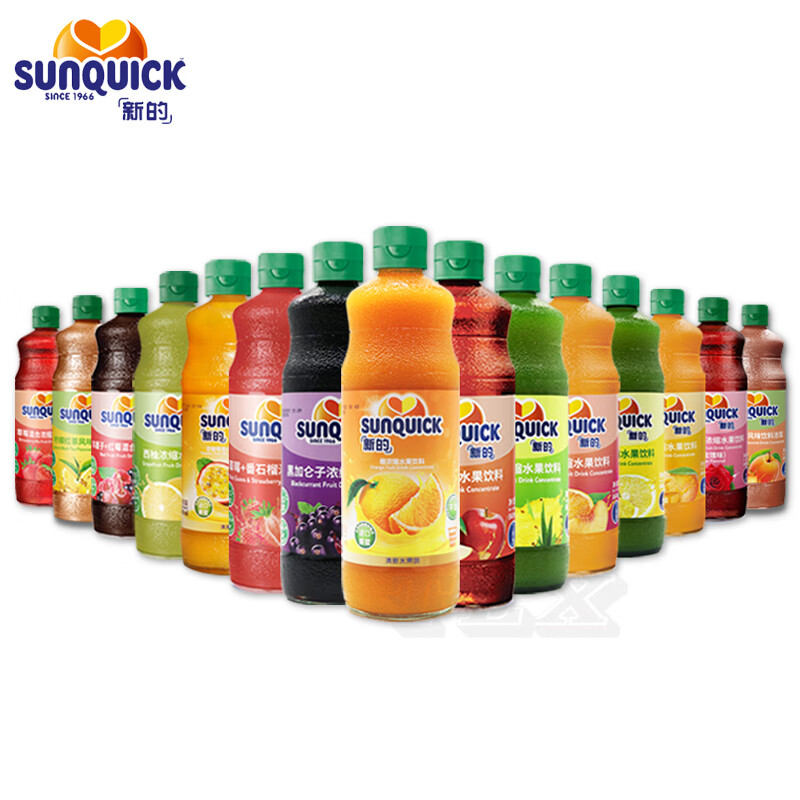 新的（sunquick）新的浓缩鲜活果汁840ml 柳橙金桔柠檬芒果菠萝原浆商用奶茶店冲饮 花色 苹果味