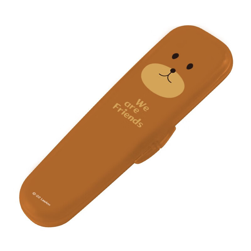 联扣（LianLock）儿童便携式餐具盒勺叉筷盒学生旅行餐具收纳盒勺子盒防尘盒 勺盒 - 棕熊snacktime