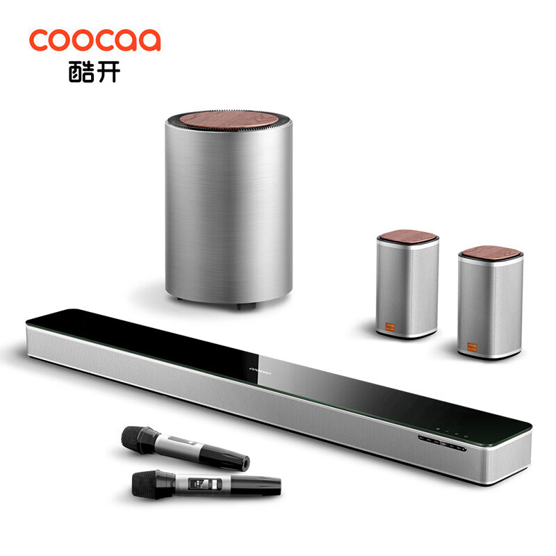 酷开创维电视音响 家庭影院 回音壁5.1声道 杜比DTS双解码 无线低音炮环绕麦克风K歌音箱套装 max7【真5.1金属K歌音箱套装】 高端家庭K歌影院套装