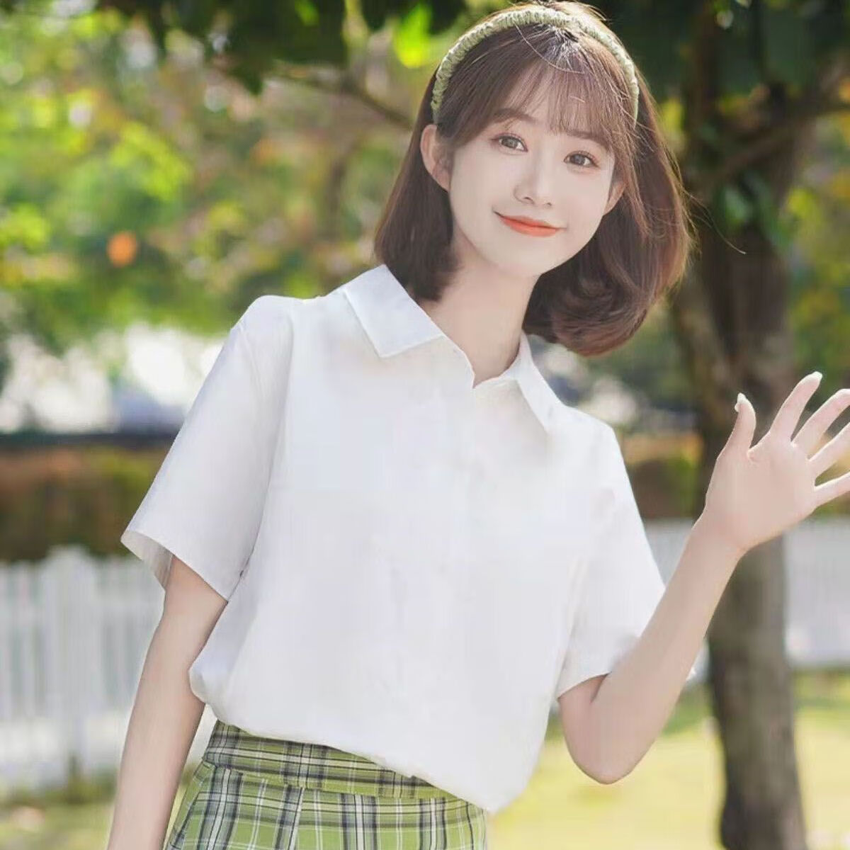 君芳雅jk白衬衫短袖女夏季学院风校供日系少女初中学生甜美衬衫 白色