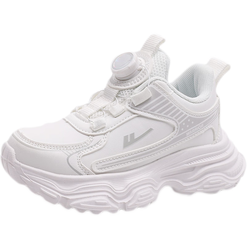 回力（Warrior）儿童鞋旋钮扣跑步鞋透气运动小白鞋 WZ-A861T 白色 30 